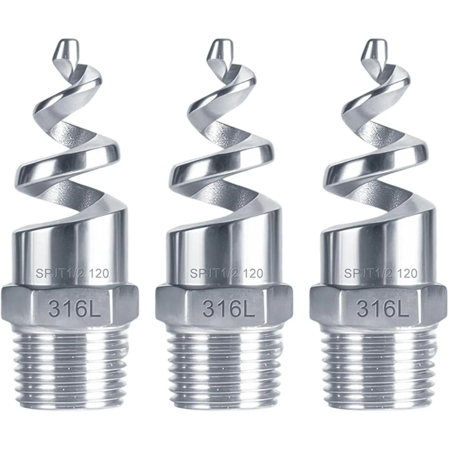 3 count NPT 1/2" Male Spiral Cone Atomized Sprayer, 316 Stainless Steel Sprayer Cone Nozzle for Industrial Gas and Liquid Cooling, Dust Remove, Washing, Fire Proof, Garden Irrigation