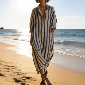 2026V neck loose explosion nine-point sleeve lining, dress