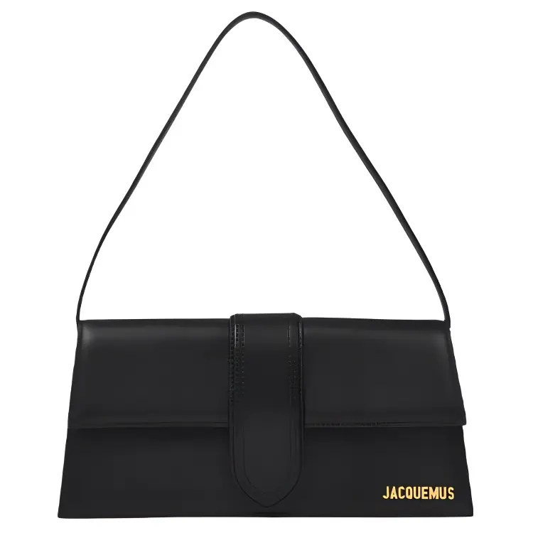 Jacquemus Solid Minimalist Leather Crossbody Bag for Women – Magnetic Closure, Black