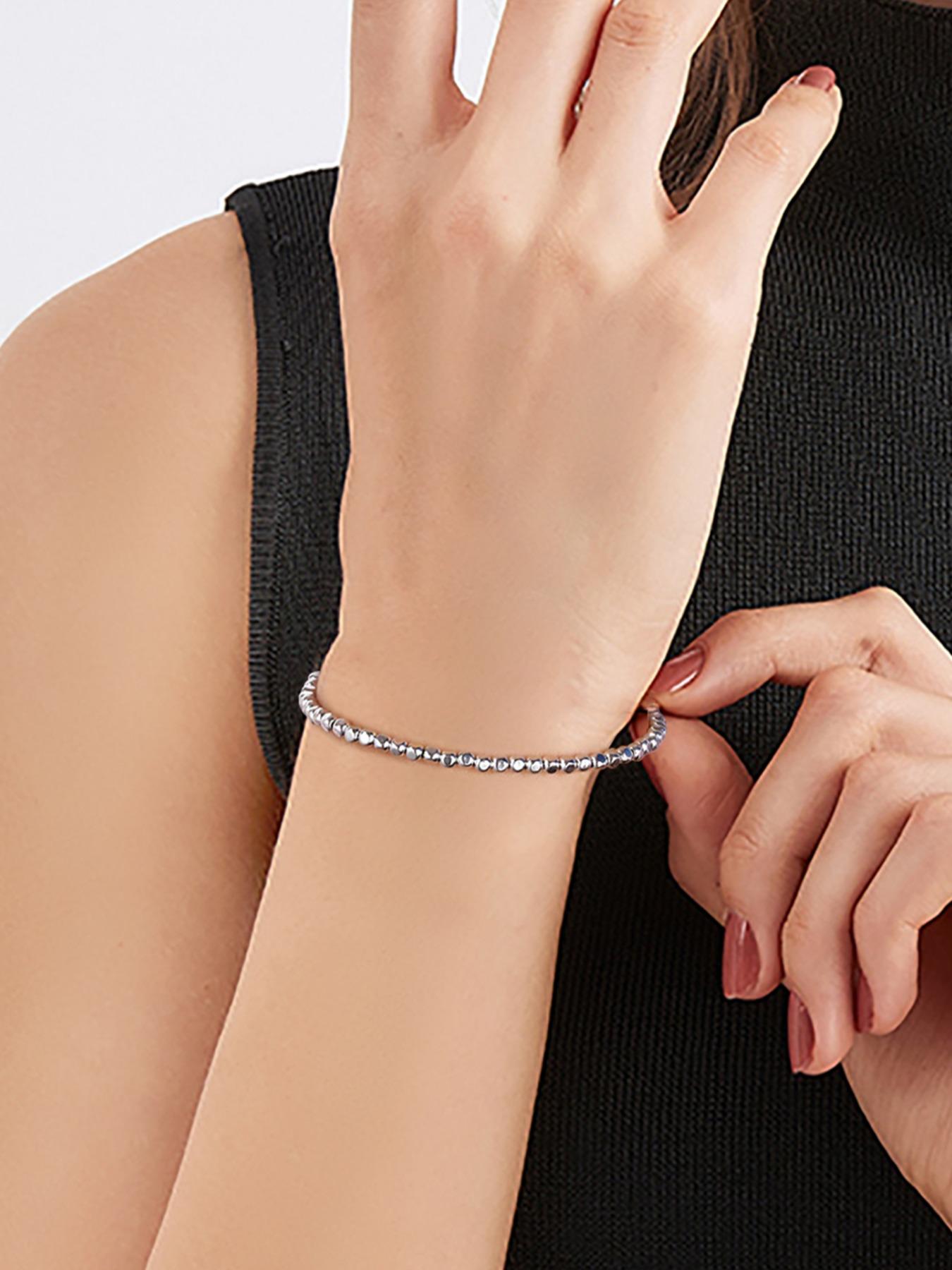 925 Sterling Silver Simple  Bead Chain Bracelet, High Quality Fashionable Jewelry for Women & Men, Trendy All-match & Exquisite Jewelry for Birthday Gift