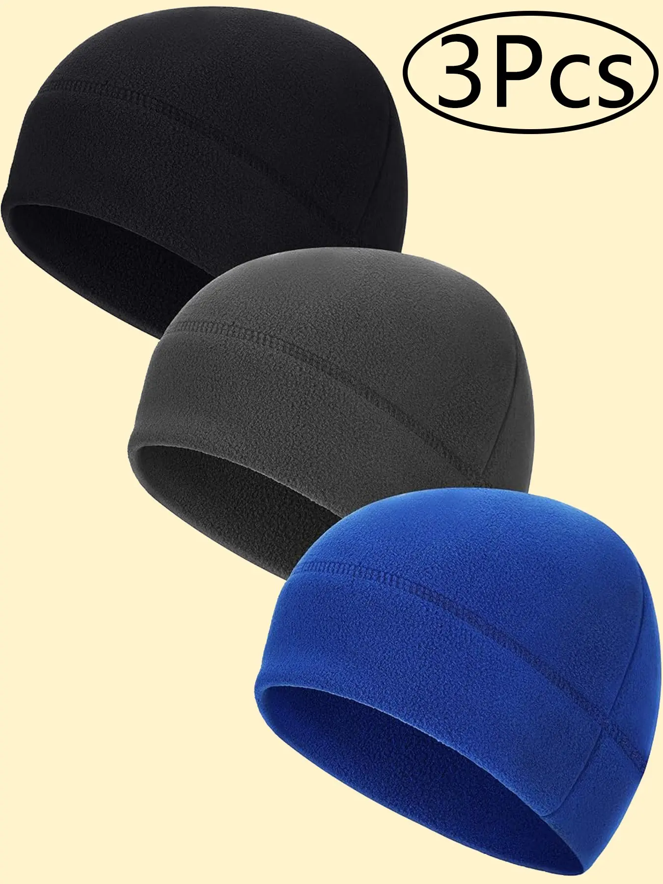 3PCS Fleece Watch Cap - Army Military Tactical Beanie Hat Winter Skull Cap,Winter Warm Skull Cap Soft Fleece Beanie Hat Thick Windproof Watch Cap Skiing Outdoor Warm Colored for Men Women