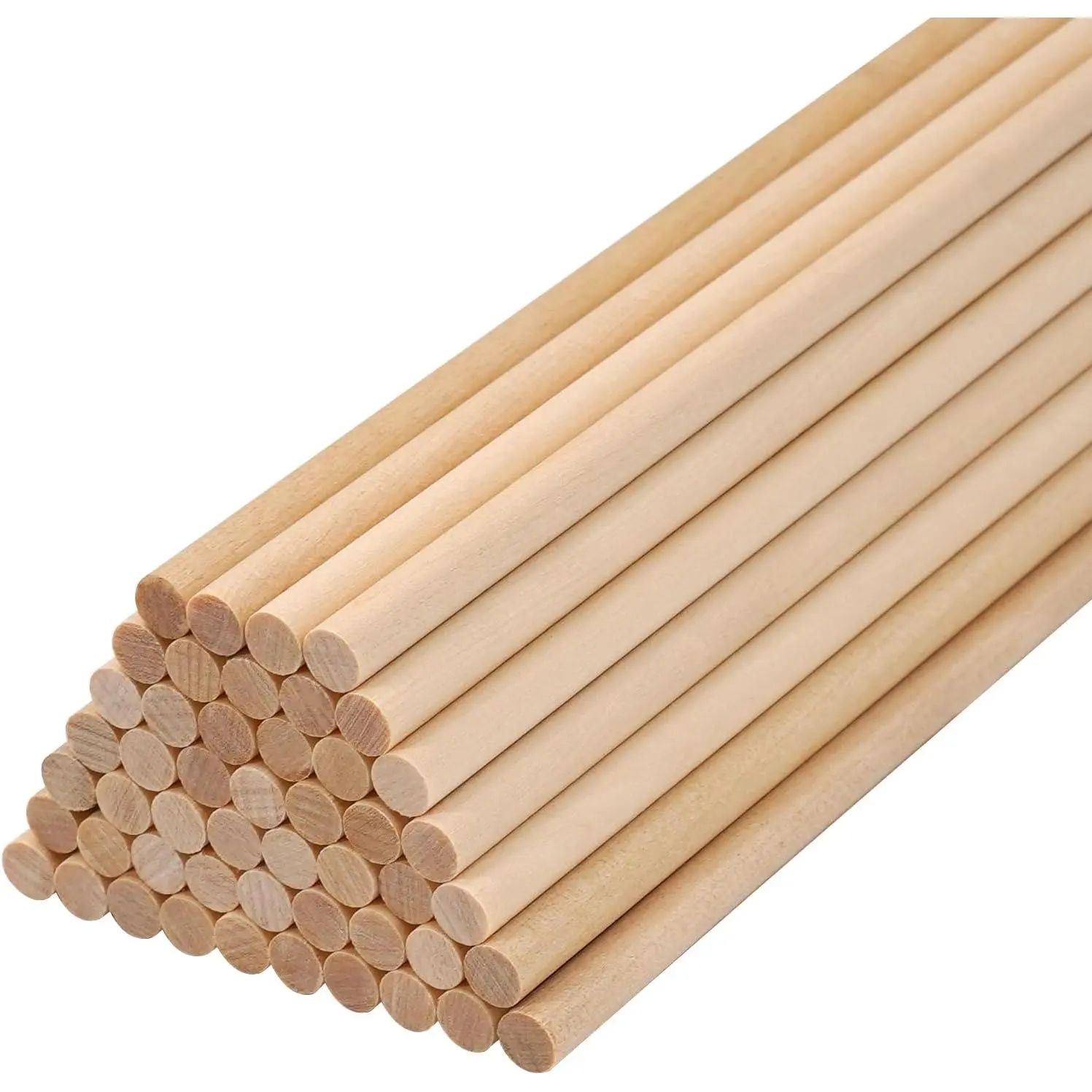 Dowel Rods Wooden Dowels for Crafting 1/4"x 6", 50 count Wooden Sticks for Crafts, Unfinished Round Pine Hardwood Sticks for Cake Support,  Sticks, Photo Booth Props, Wands, Flags
