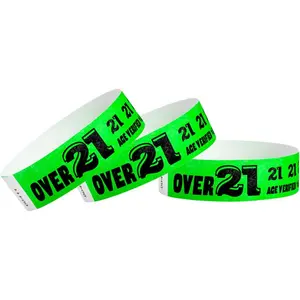 500 Over 21 Green - Tyvek Wristbands for Events - ¾” x 10” - Waterproof Recyclable Comfortable Tear Resistant Paper Bracelets Wrist Bands for Concerts Festivals Admission PartyGift