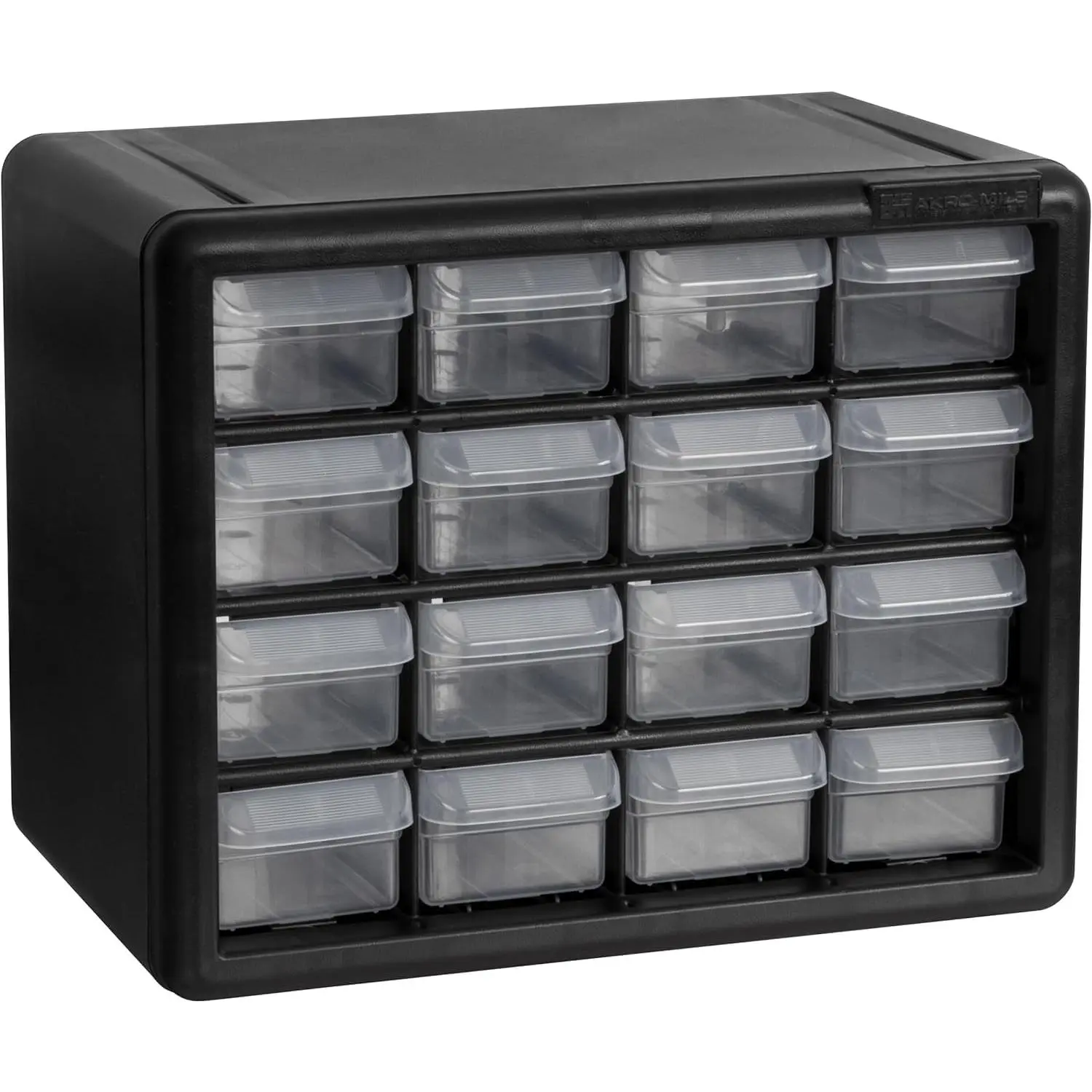 16-Drawer Plastic Drawer Storage Cabinet for Garage Organization, Beads, Makeup Organizer, Building Bricks Storage, Teacher Toolbox, 10-1/2" W x 6-1/2" D x 8-1/2" H, 10116 Black