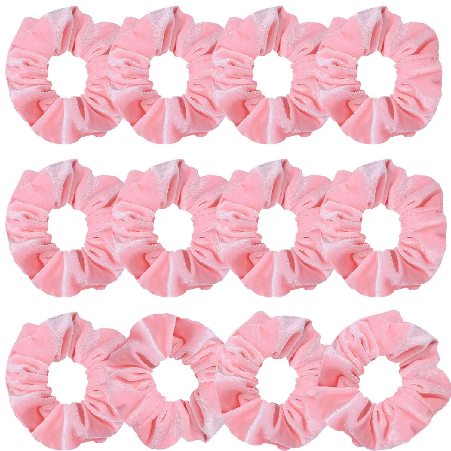 12 Pcs Pink Velvet Hair Ties for Women, Cute Soft Scrunchies for Everyday Use, Female Hair Accessories