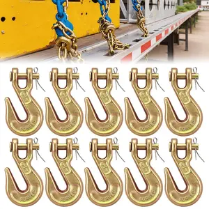 1/4" Clevis Grab Hooks, Heavy Duty G70 Forged Steel Chain Hooks with Pin, Transport Chain Hook for  Safety Chain, Tow Chain, Binder, Cargo Secure by  (10PCS)