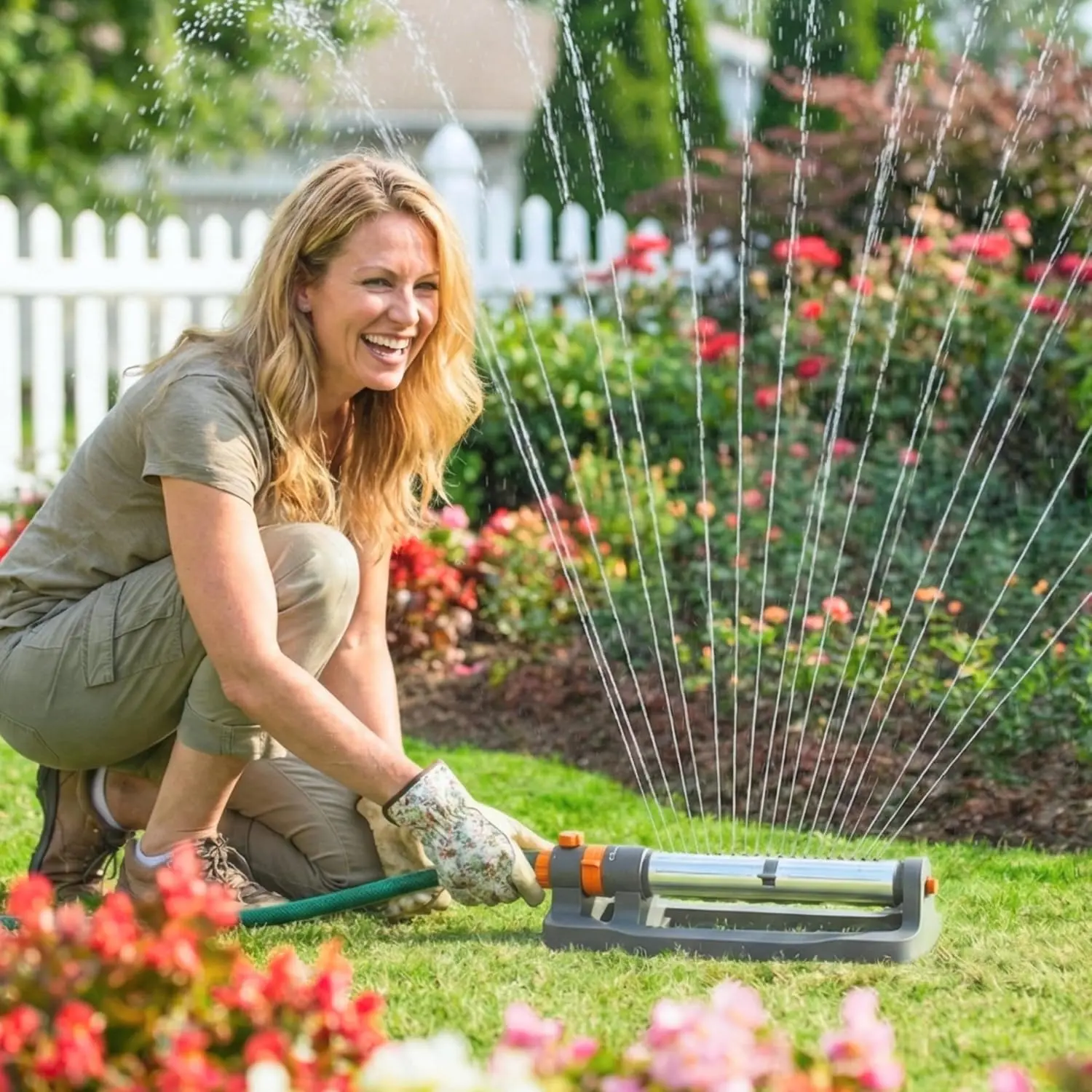 Oscillating Water Sprinkler for Yard, Lawn Sprinkler with 3-Way Adjustable Spray for Garden and Lawn Large Area Outside Watering, Durable Base