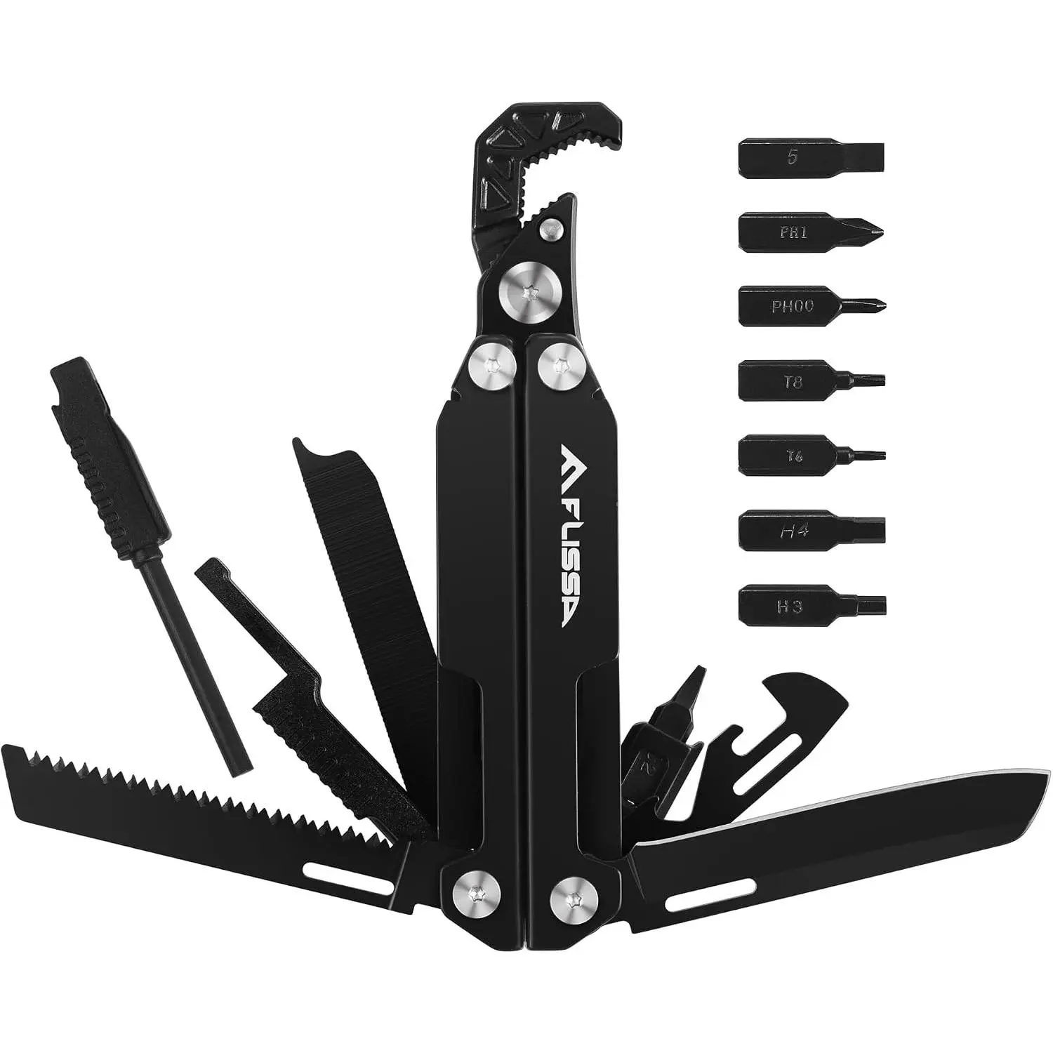 Wrench, 16-In-1 EDC Multi Tool| Gift for Men, Self-Adjusting Wrench, Stainless, Knife, Screwdriver Bits, Saw, File, for Camping,,