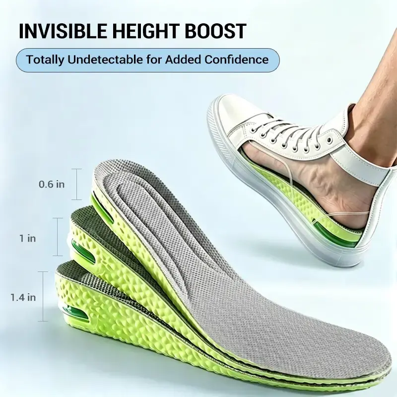 Unisex Mugwort Air Cushion Insoles, Soft Cushioned Insoles, Comfy Insole, 1.5/2.5/3.5cm Height Increase, Arch Support, Shock Absorbing, Anti-Fatigue, All Season Foot Pads
