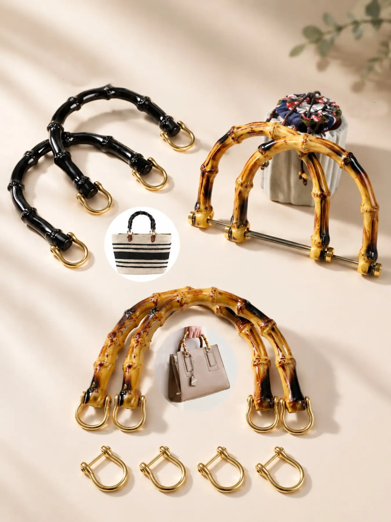 Simulation Bamboo Node Handle DIY Bag Accessories, Perfect for Crafting Projects, Durable & Aesthetic Design, Ideal for Handmade Bags