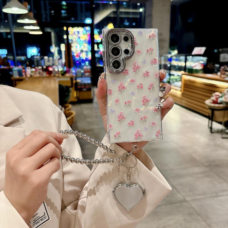 Compatible With S26/S25Ultra/S24/S23/S22 ,For iPhone 16 Pro Max/15/14/13/12,For Moto Razr 60 Ultra/50 Ultra/ 50/60  shell patterned small floral pattern lens film all inclusive protective Case HN7127