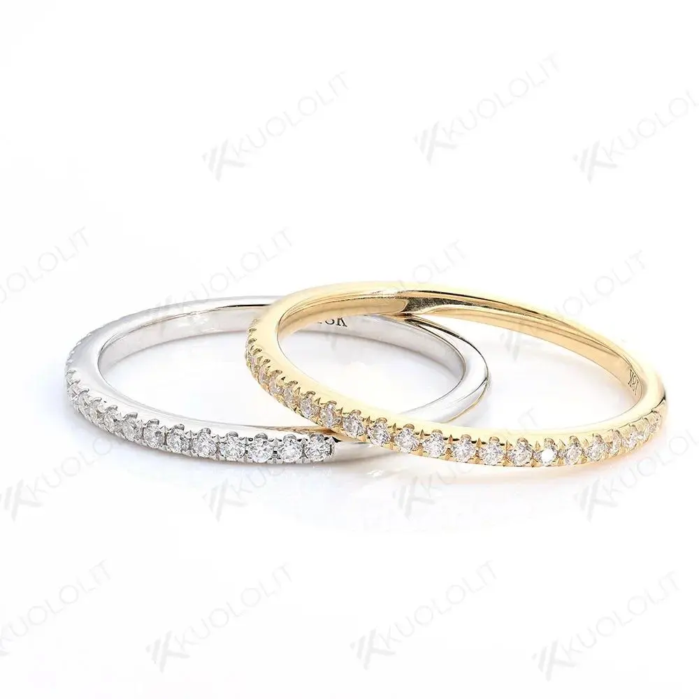 Kuololit 0.3CTW Lab Grown Diamond Rings for Women Men White Gold 18K 14K 10K Gold Half Eternity Band for Engagement Wedding