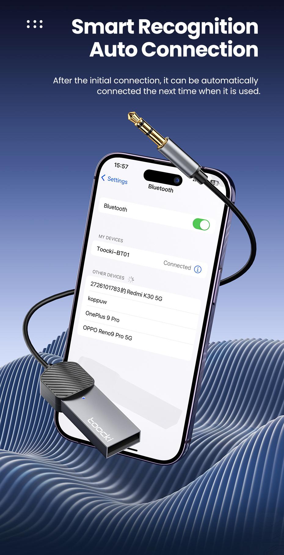 Toocki Wireless Aux Bluetooth Adapter USB to 3.5mm Jack Car Audio Aux Dongle Bluetooth 5.4 Handsfree Kit for Cars Wireless Receiver BT Transmitter Toocki Wireless Aux Bluetooth Adapter USB to 3.5mm Jack Car Audio Aux Dongle Bluetooth 5.4 Handsfree Kit for Cars Wireless Receiver BT Transmitter