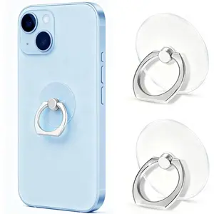 Transparent Phone Ring Holder Stand 2 count, 360? Rotation Cell Phone Ring Holder Mobile Finger Kickstand Hand Phone Grip for , Clear Phone Ring for Phone Case (Round)