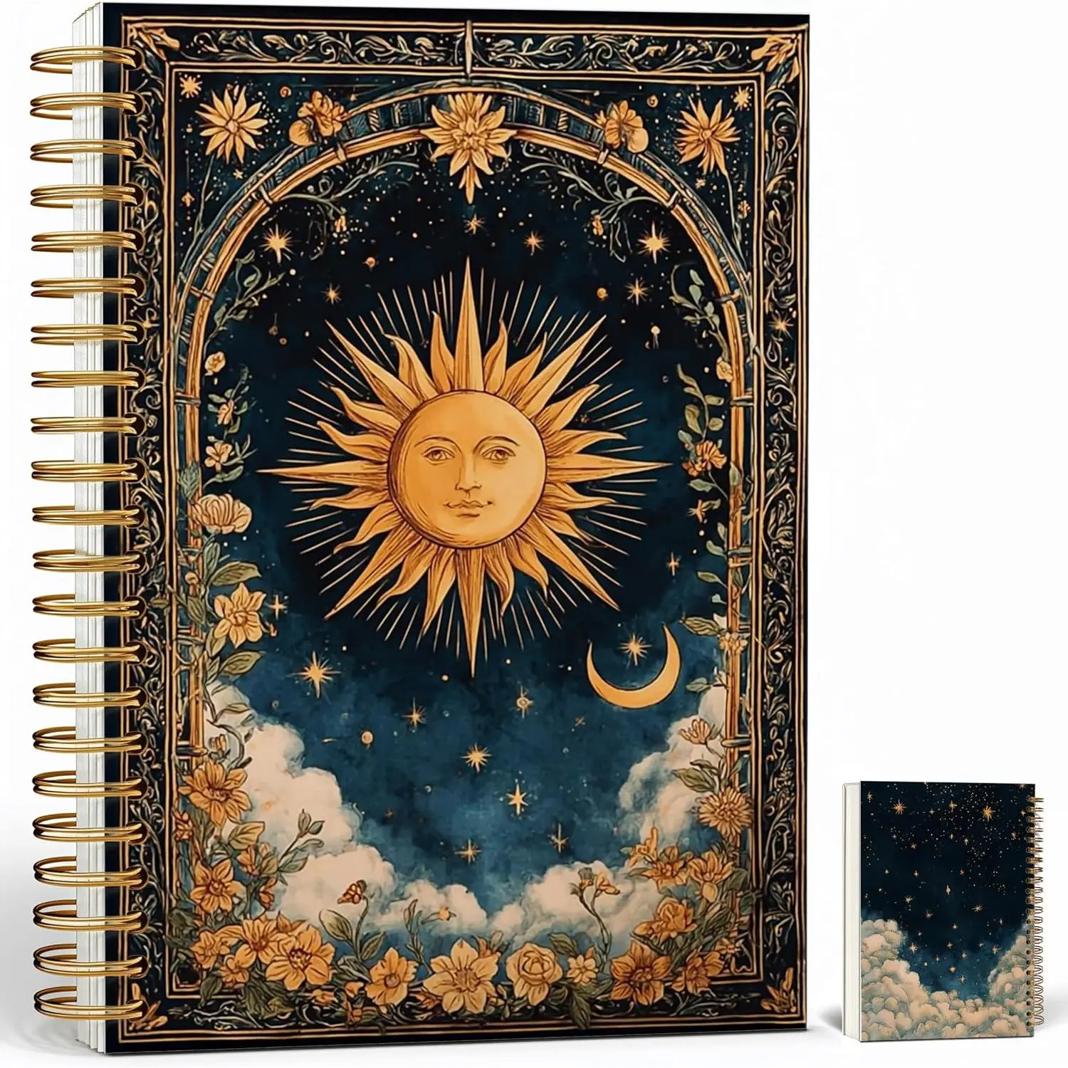 Gothic Notebook Journal for Women - A5 Spiral Notebook with Black Butterflies &  Design,  Witchy Journal, Lined Paper, Gothic Office & School Supplies,  Gifts for Women Birthday, Christmas (Yello-moon)