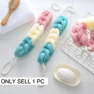 Flower Mesh Foaming Shower Brush, 2 Pack Long Back Exfoliating Sponge, Portable Body Scrubber for Daily Bath, Skin Exfoliating Tool