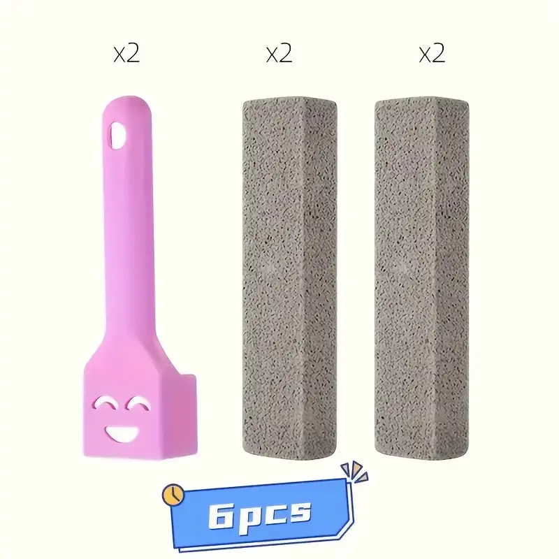 6-Piece Floating Stone Cleaning Rod Set with Handle, Removes Limescale and Rust, Float Stones for Bathroom, Kitchen, Pool