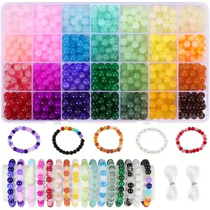 504pcs 8mm 28 Colors Glass Beads Kit, DIY Friendship Bracelet Material, Creative Jewelry Making Set, Adult Craft Gift, Birthday Present