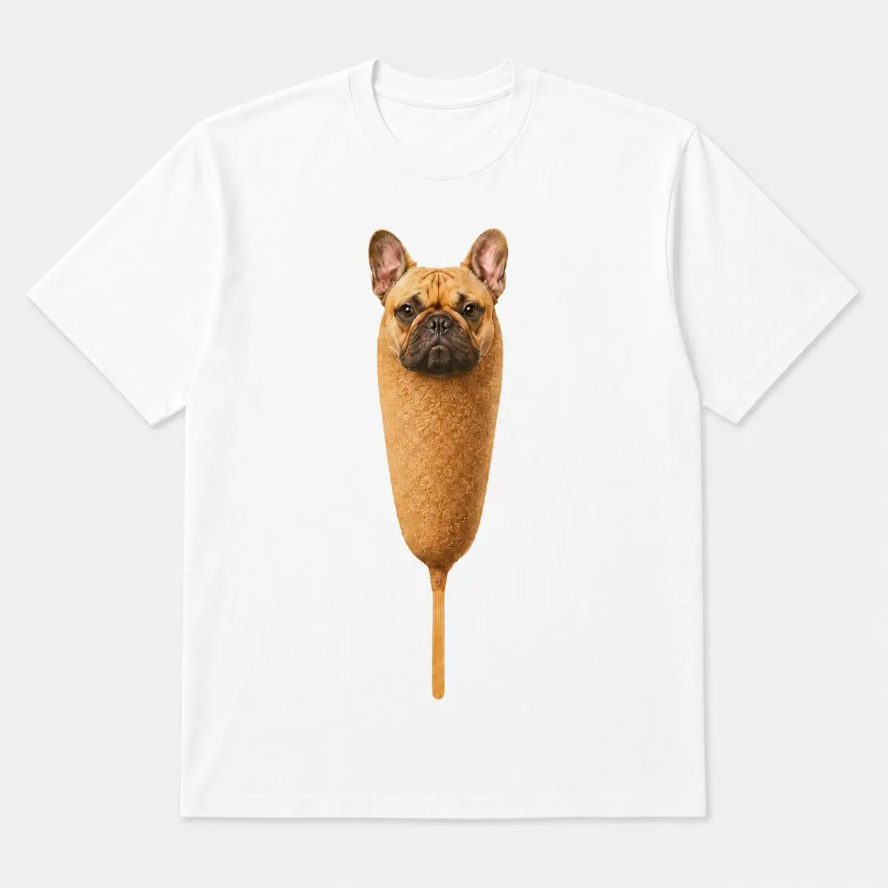 French Bulldog Corn Dog Graphic T-Shirt, 200G Pure Cotton Funny Dog Lover Foodie Tee, Cute Frenchie Shirt for Men & Women, Black or White Packaging Priority Casual Stylish