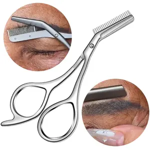 Stainless Steel Eyebrow Scissors Comb High Quality Makeup Scissors Trimming Eyebrow Knife for Men Women Hair Remover Shaver Tool