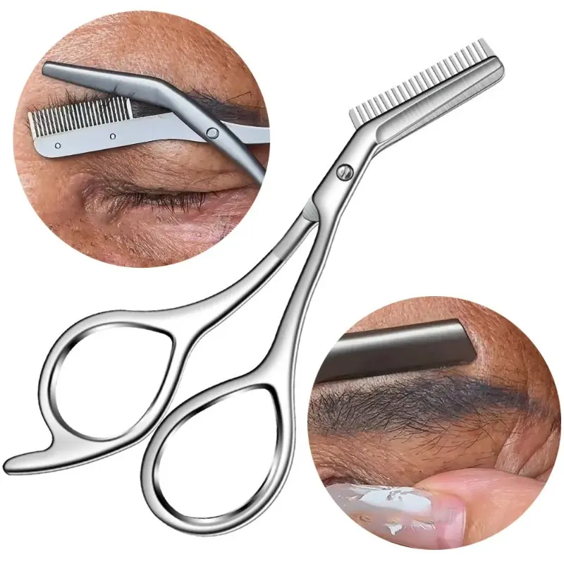 Stainless Steel Eyebrow Scissors Comb High Quality Makeup Scissors Trimming Eyebrow Knife for Men Women Hair Remover Shaver Tool Precision Trimming Tool