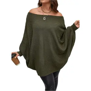 Size Off The Shoulder Long Sleeve Sweater Pullovers