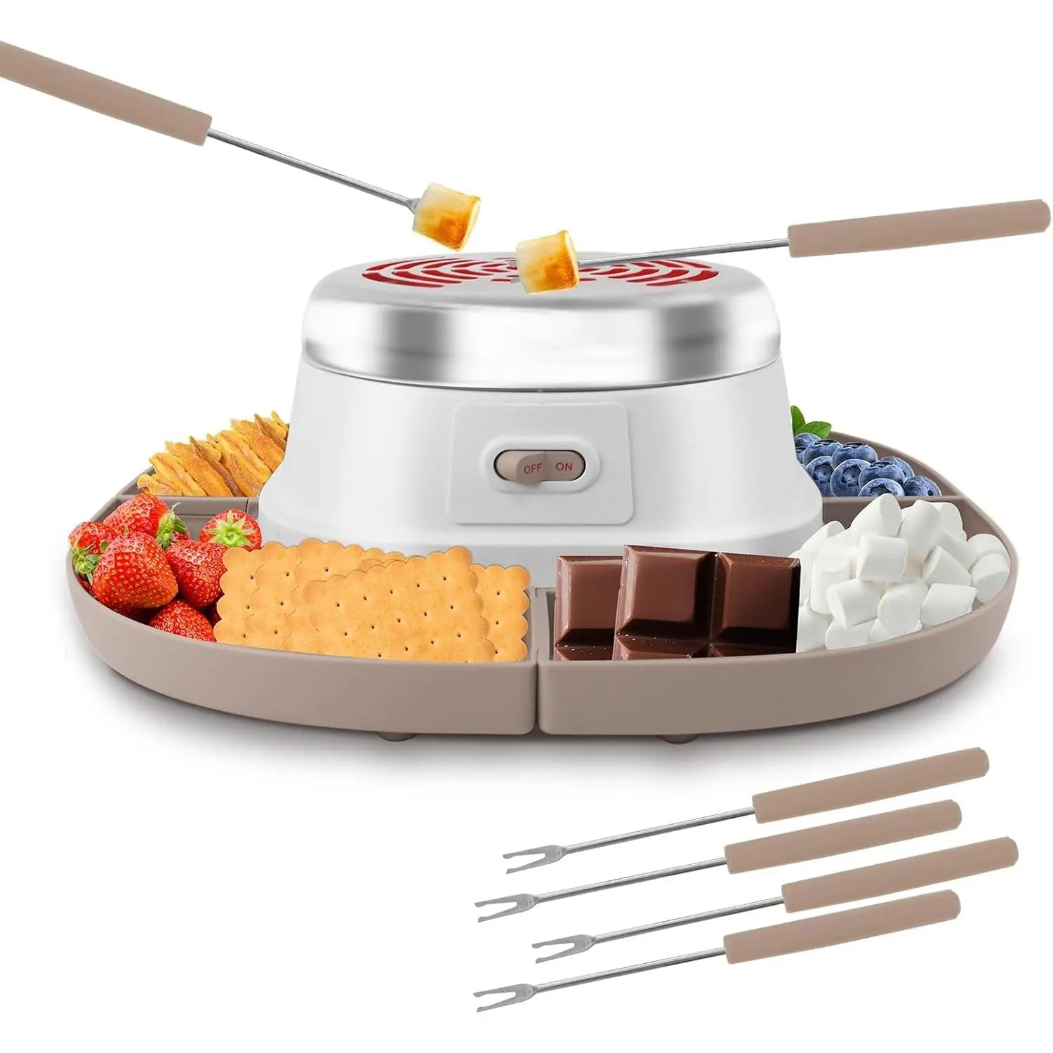 Tabletop Indoor Flameless Electric Smores Maker Kit Marshmallow Roaster, 120V Movie Night Supplies, Housewarming Christmas Gift