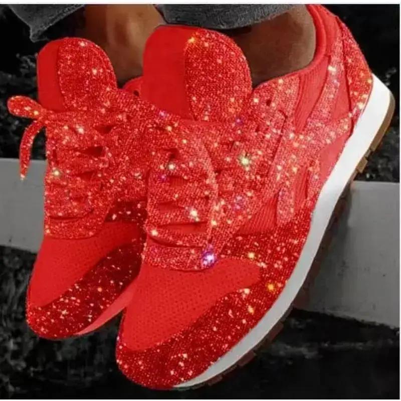 Women's 2026 Trend Glitter Vulcanized Chunky Height-Increase Sneakers, Black Sports Running Training Shoes