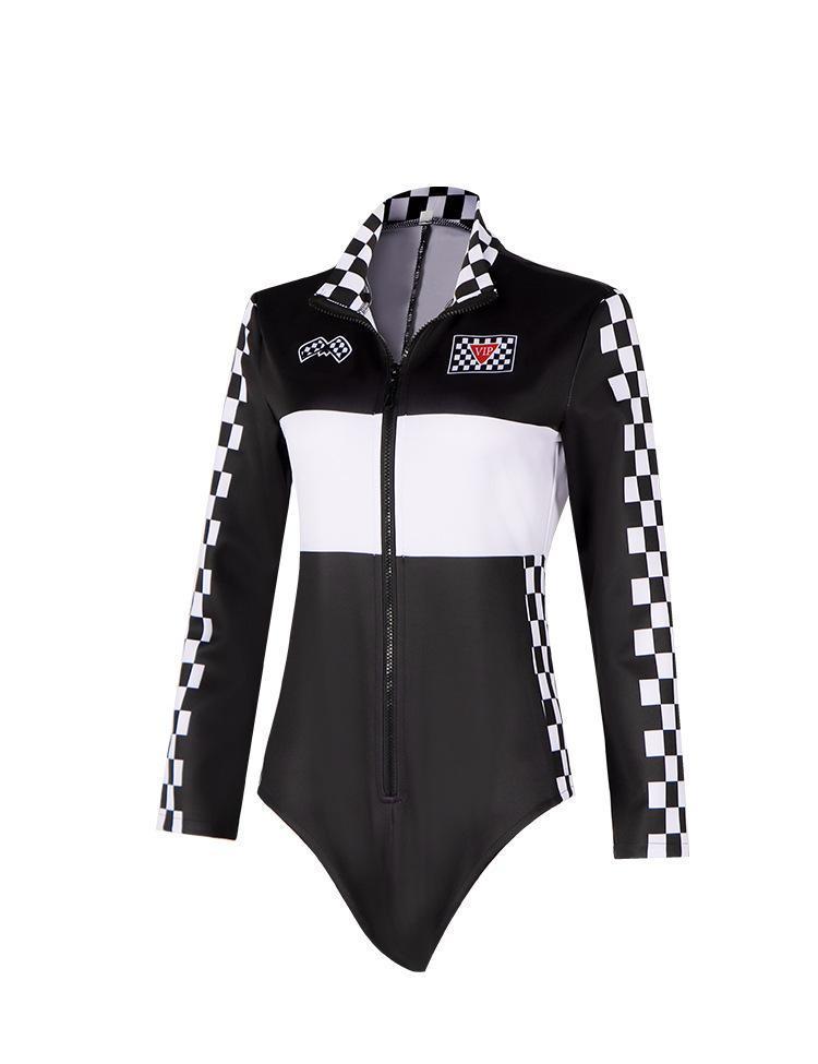Women Racer Cosplay Costume Fashion Sexy Racing Queen Cosplay Uniform Suit One-Piece Training Racing Jumpsuits Halloween Costume