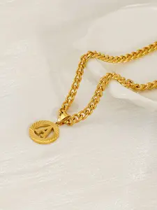 18k Cuban Chain A-Z Initial Pendants Necklace, Personalized Letter Jewelry, Hypoallergenic Waterproof Unisex Layered Gift