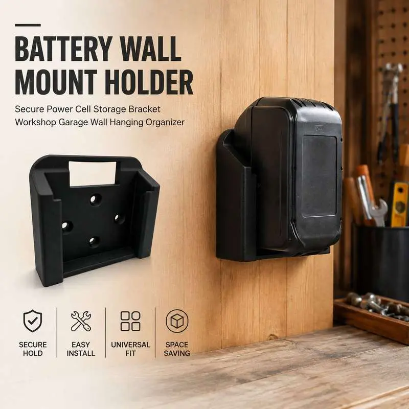 Wall Mount Lithium Battery Holder Fit 18V Power Tool Battery Storage Bracket Garage Workshop Organizer