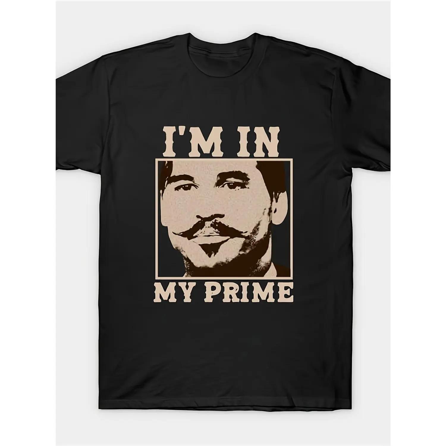 Vintage Print T-Shirt Featuring Doc Holiday I Am In My Prime from Tombstone A Classic Fit Casual Short Sleeve Crew Neck for Men and Boys Ideal Summer Streetwear Gift
