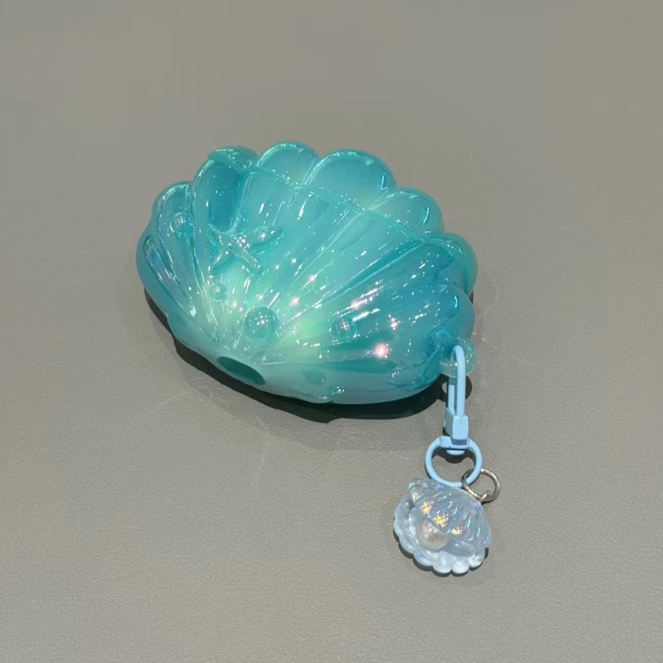 AirPods 4 & Pro3 Earphone Case, Blue Shell Style, Electroplating Process, Protective Case for Girls, Sea Shell Pendant Design