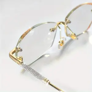 JT&VC 2-Pack Diamond Sparkle Rimless Reading Glasses For Women |   Blue Light Blocking PC Lenses |   Lightweight Metal Frame Design |   Face-Flexing Nose Pads |   Stylish Eyewear For Computer & Reading