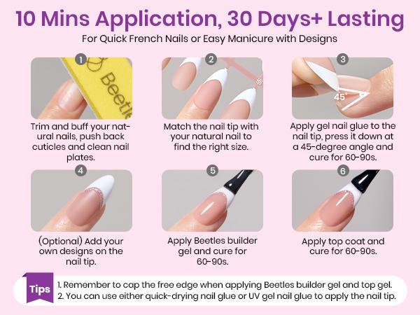 Beetles French Tip Press-On Nails – Pink, Nude & Brown Ombre French Tips, 4-in-1 False Nail Tips in 15 Sizes for Easy DIY Manicure, No Filing Needed, Reusable & Durable for Salon-Quality Nails