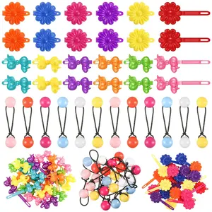 60 Pcs Self Hinge Hair Barrettes Ball Bubble Hair Accessories for Girls Set Plastic Girls Barrettes Clips Assorted Elastic Ponytail Holder Toddler Ball Ties(ovely Style)