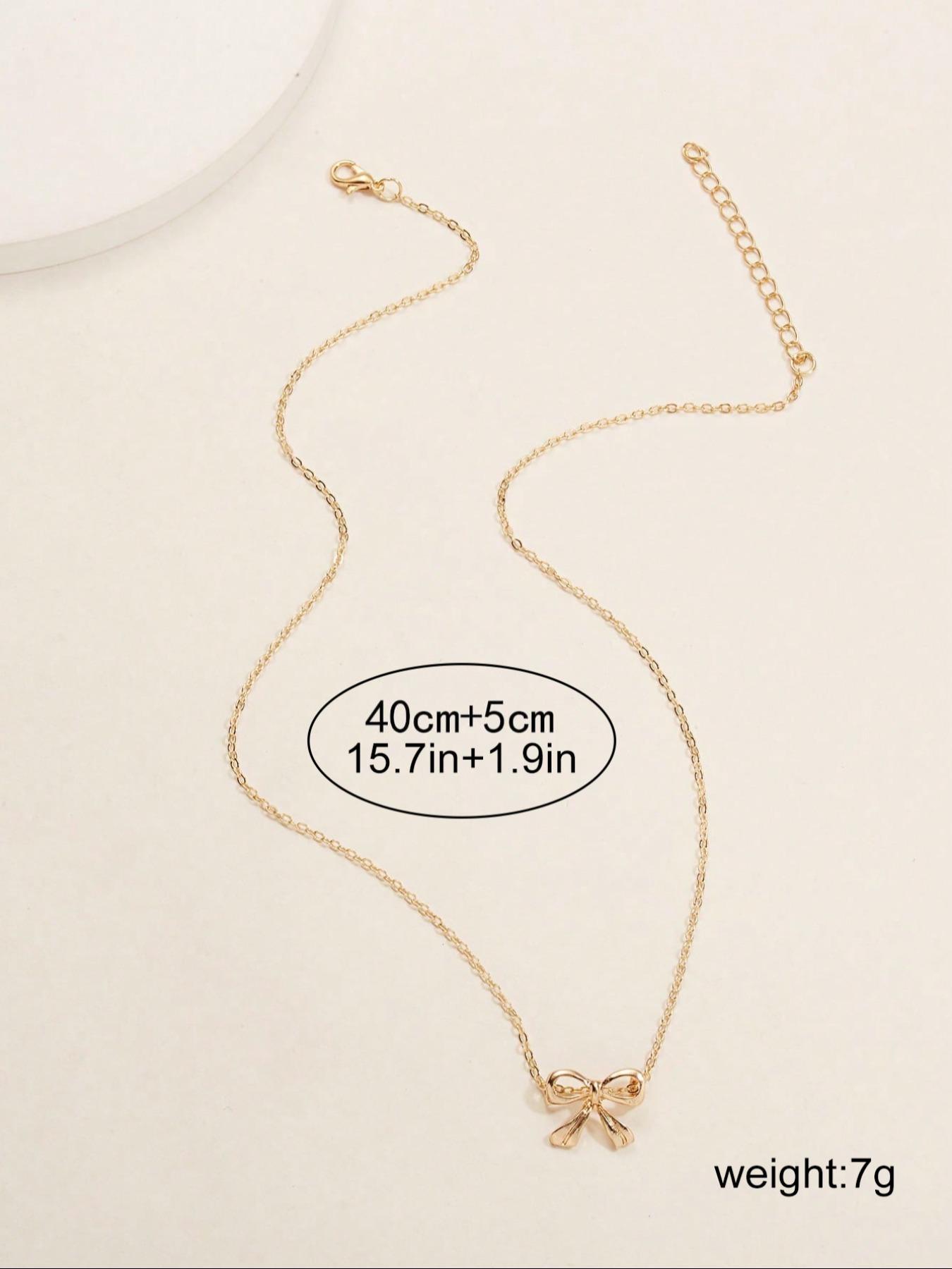 Women's Elegant Bowknot Design Pendant Necklace, Minimalist Trendy Pendant Necklace, Chic Vintage Jewelry As Gift for Girlfriend