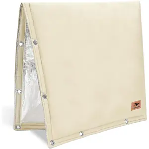 Backflow Preventer Insulation Cover - 2 Way Opening Pipe Insulation Cover for Irrigation Valve, Sprinkler Cover for Outside - Winter Freeze Protection Backflow Cover - 24" W x 24" H, Beige