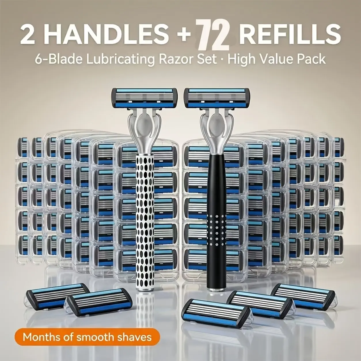 Luxury Men's Manual Safety Razor, 6-Layer Stainless Steel Blades, Ergonomic Non-Slip Handle, Smooth Pain-Free Shaving, Durable Hygienic Grooming Tool