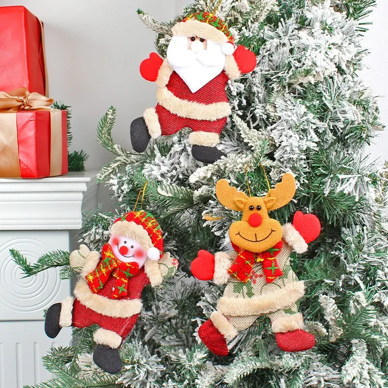 4pcs Christmas Tree Decorations, Dancing Santa, Snowman, Deer, Bear Ornaments, Fabric Hanging Decor, Holiday Gift Ideas