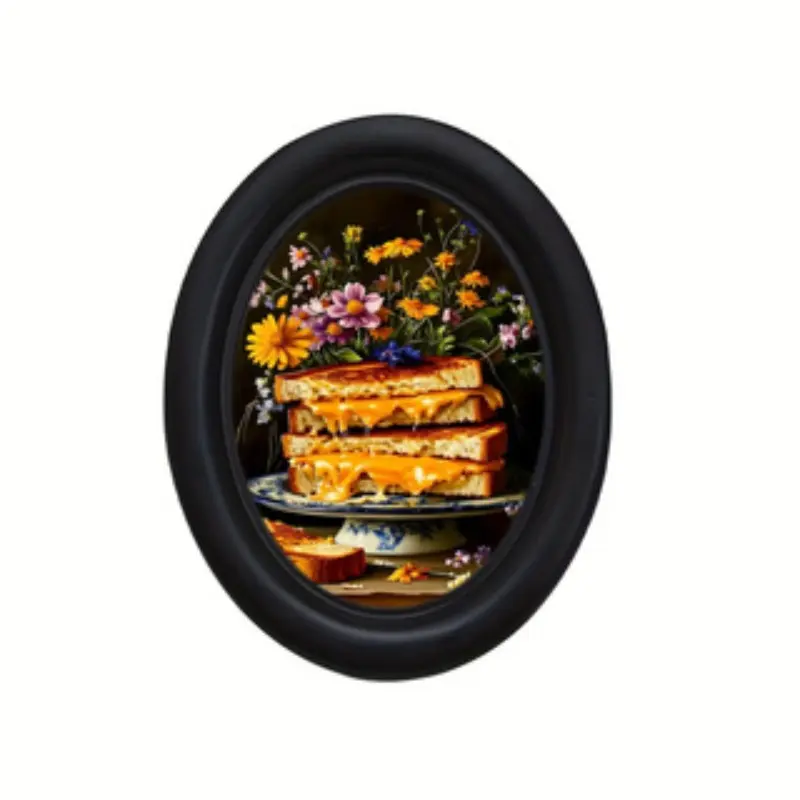 1 vintage stacked grilled cheese flower photo frame, black wall decoration, handmade wooden art piece, suitable for home and office decoration, ideal gift and collectible, Floral Picture Frame