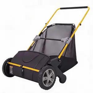 21-inch Manual Push Lawn Sweeper, Leaf & Grass Collector, Large Capacity, Heavy Duty Thickened Steel Durable to Use, with 3.5 Cu. ft. Mesh Collection Hopper Bag, 2 Spinning Brushes