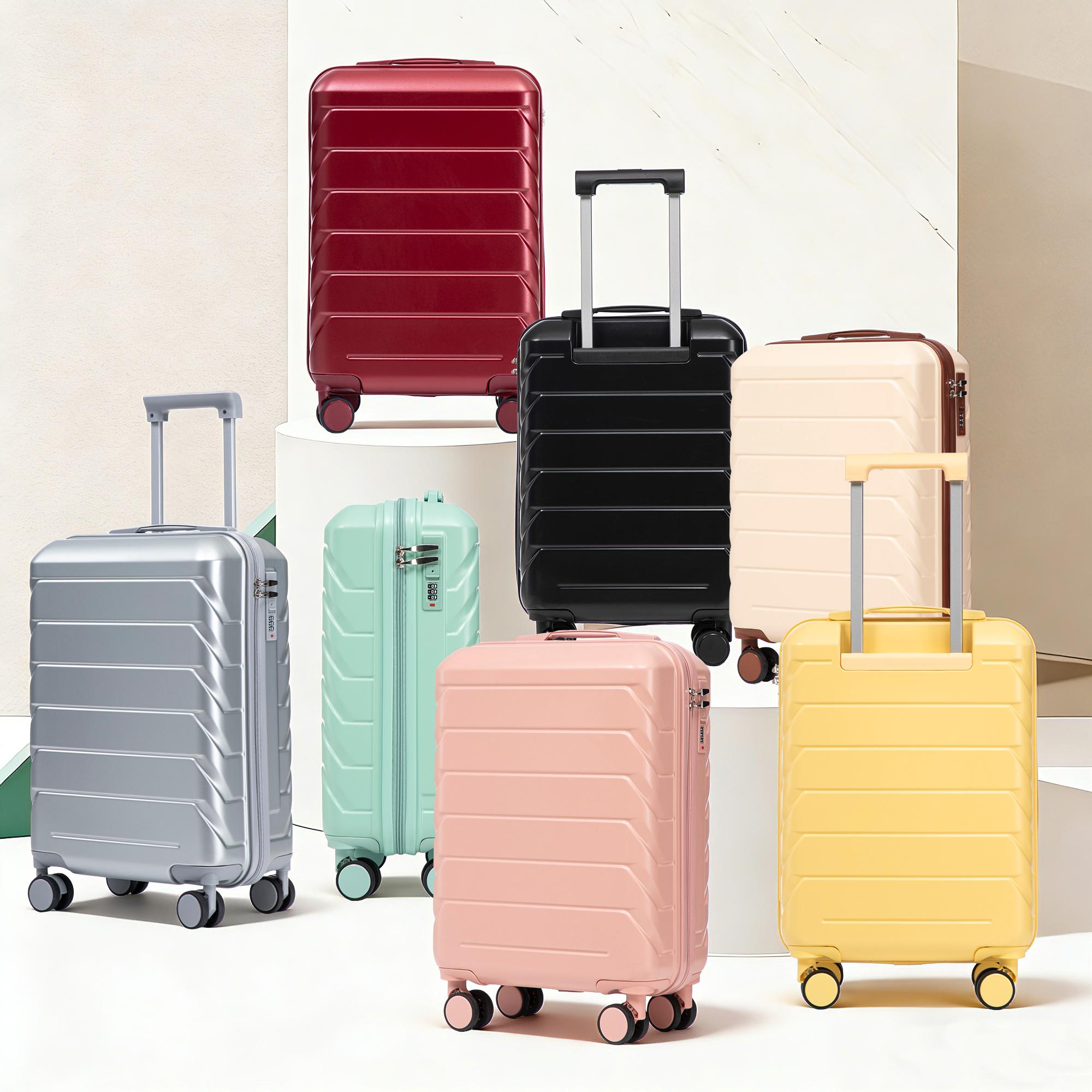 20/28 Inch ABS Hard Shell Travel Checked Luggage - Scratch Resistant Surface Four Multi-Directional Wheels,  With Combination Lock