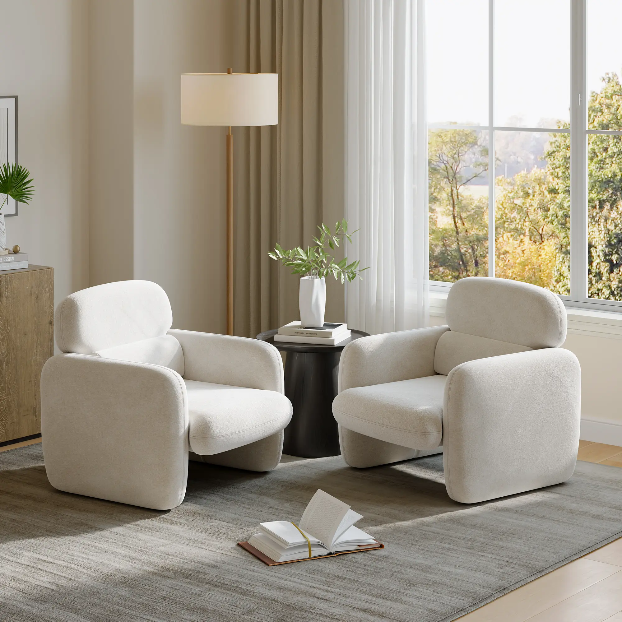 Versatile Upholstered Accent Chair with Sturdy Wood Frame and Plush Cushion – Modern Armchair for Living Room, Bedroom, Home Office, Apartment, or Corner, Comfortable Seating for Daily Use