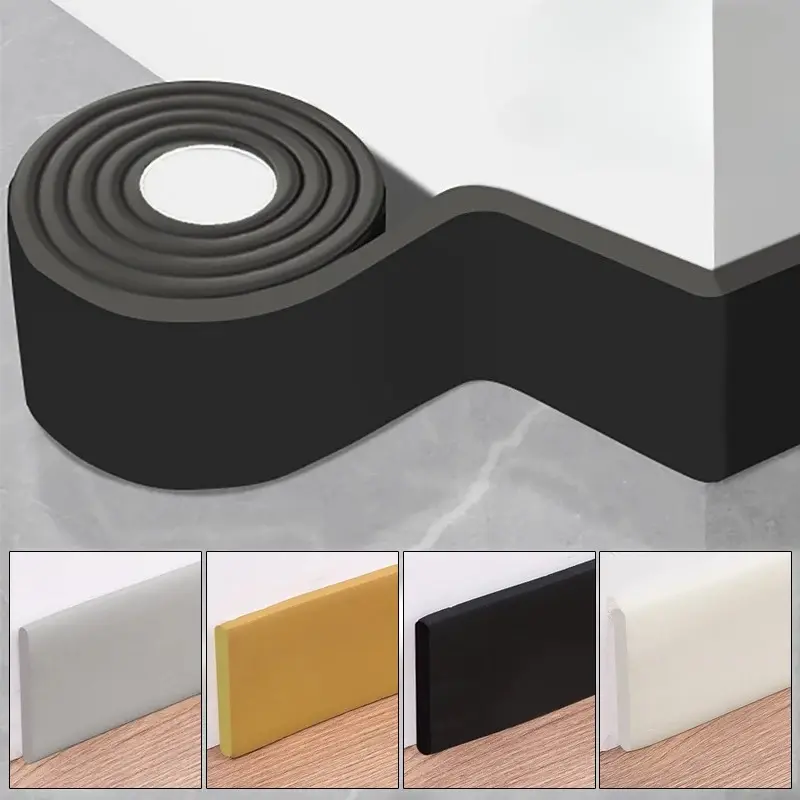 200cm*8cm Waterproof Enclosure Self Adhesive Skirting Line, 3D Interior Wall Stickers, Thickened Anti-Collision Decoration, Wall Corner Lines
