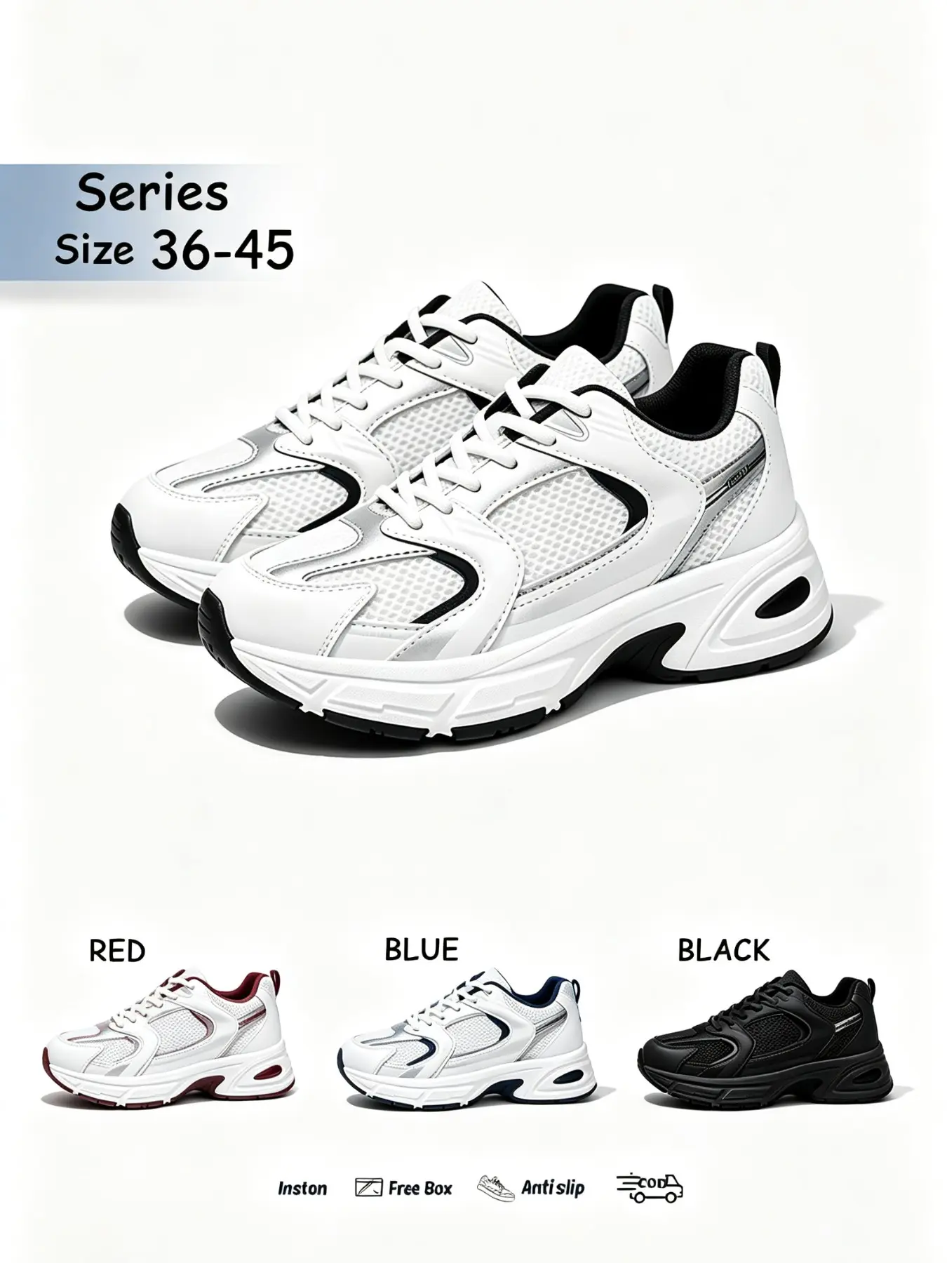 New Trendy Unisex Thick Sole Dad Shoes, Mesh Breathable, Height Boost, Shock Absorption, Anti-Slip, Durable, Daily Commute, Sports Running