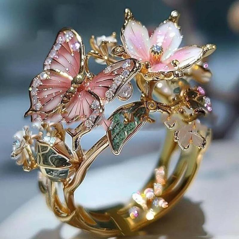Butterfly Finger Decorative Ring – Europe US Hot-Selling New Color | Drip Ring Fashion Open Flower Boutique Engagement Ring
