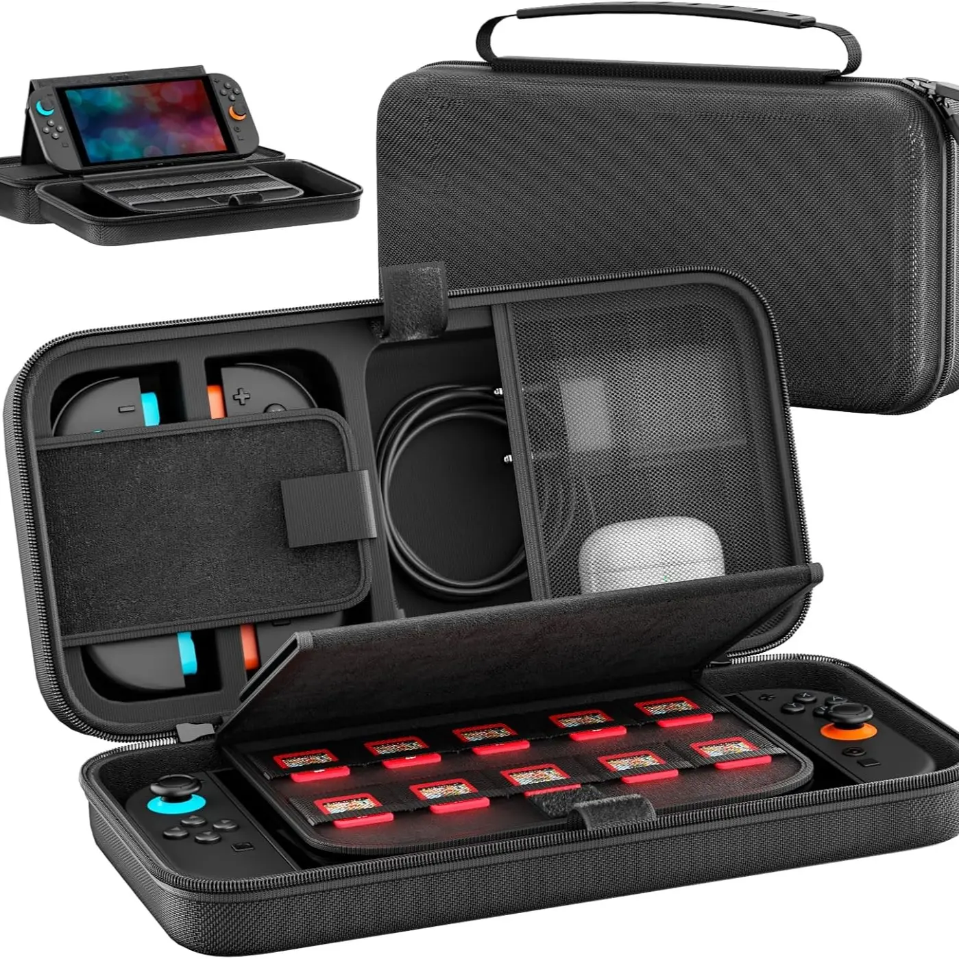 Switch Carrying Case, Lightweight, Compatible with Nintendo Switch 2/Switch 1/OLED, Hard Shell Protective Travel Storage Bag with Dedicated Slots for Joy-Con Controllers, Power Supply & 20 Game Cards, Switch Accessories Organization & On-the-Go Gaming