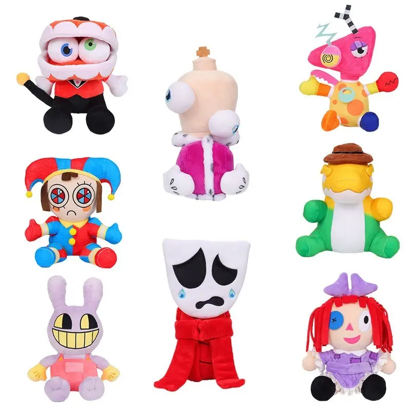 8Pcs The Amazing Digital Circus Plush Toy Set, Cute Sitting Stuffed Doll, Cartoon Jester Character Soft Plush Figure, Collectible Home Decoration Plush Gift for Kids & Anime Fans