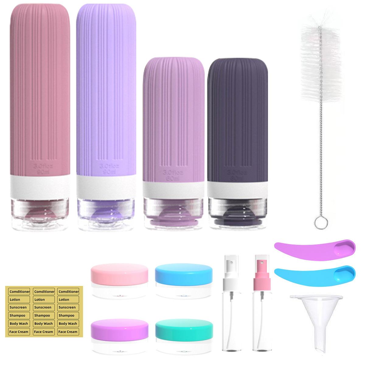 Travel Silicone Shampoo and Shower Gel Bottles Set, Leak-Proof Portable Toiletry Containers, Refillable Travel Bottles for Shampoo, Conditioner, Soap, Camping, Vacation, & Business Trip Essential